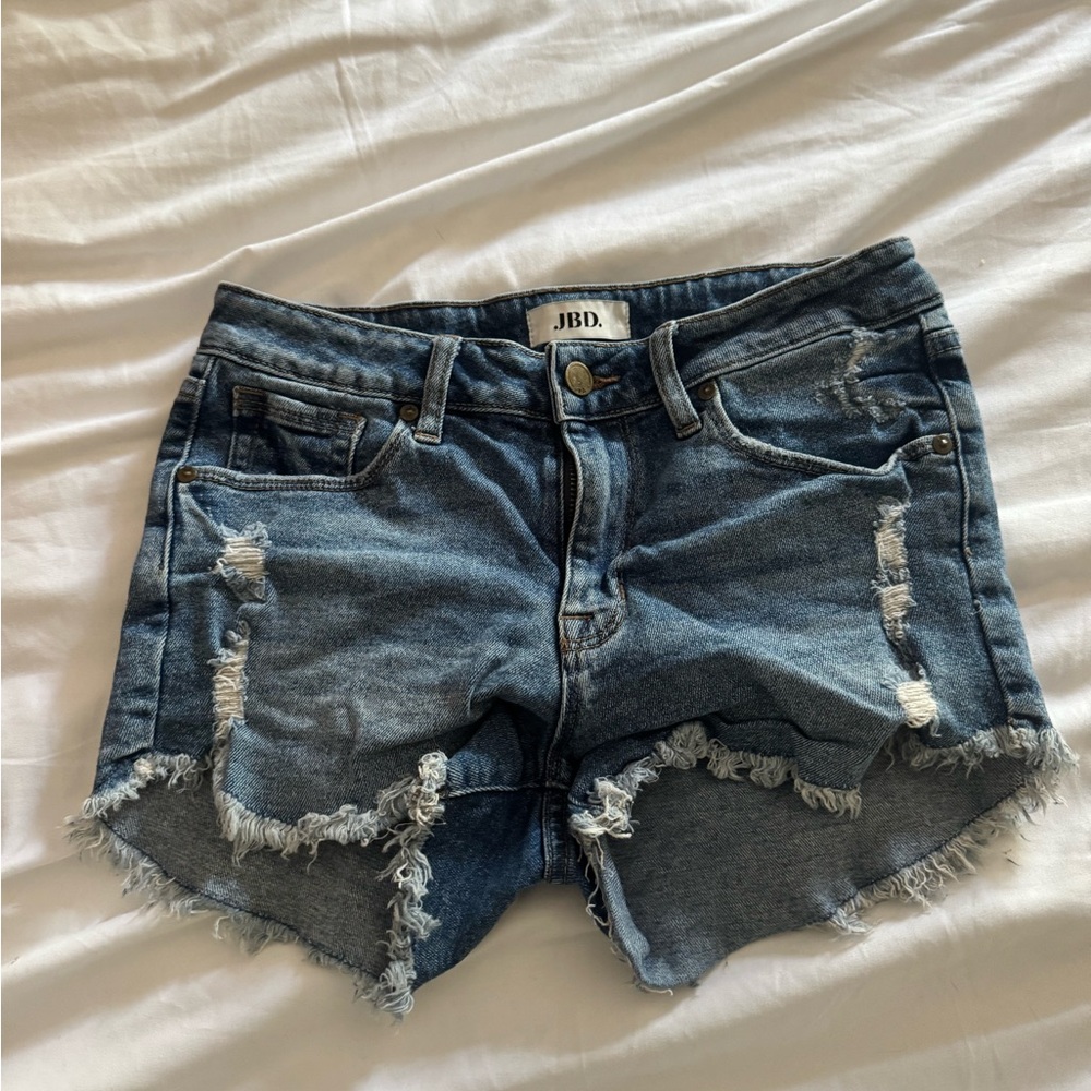 Women's Distressed Denim Shorts - Blue